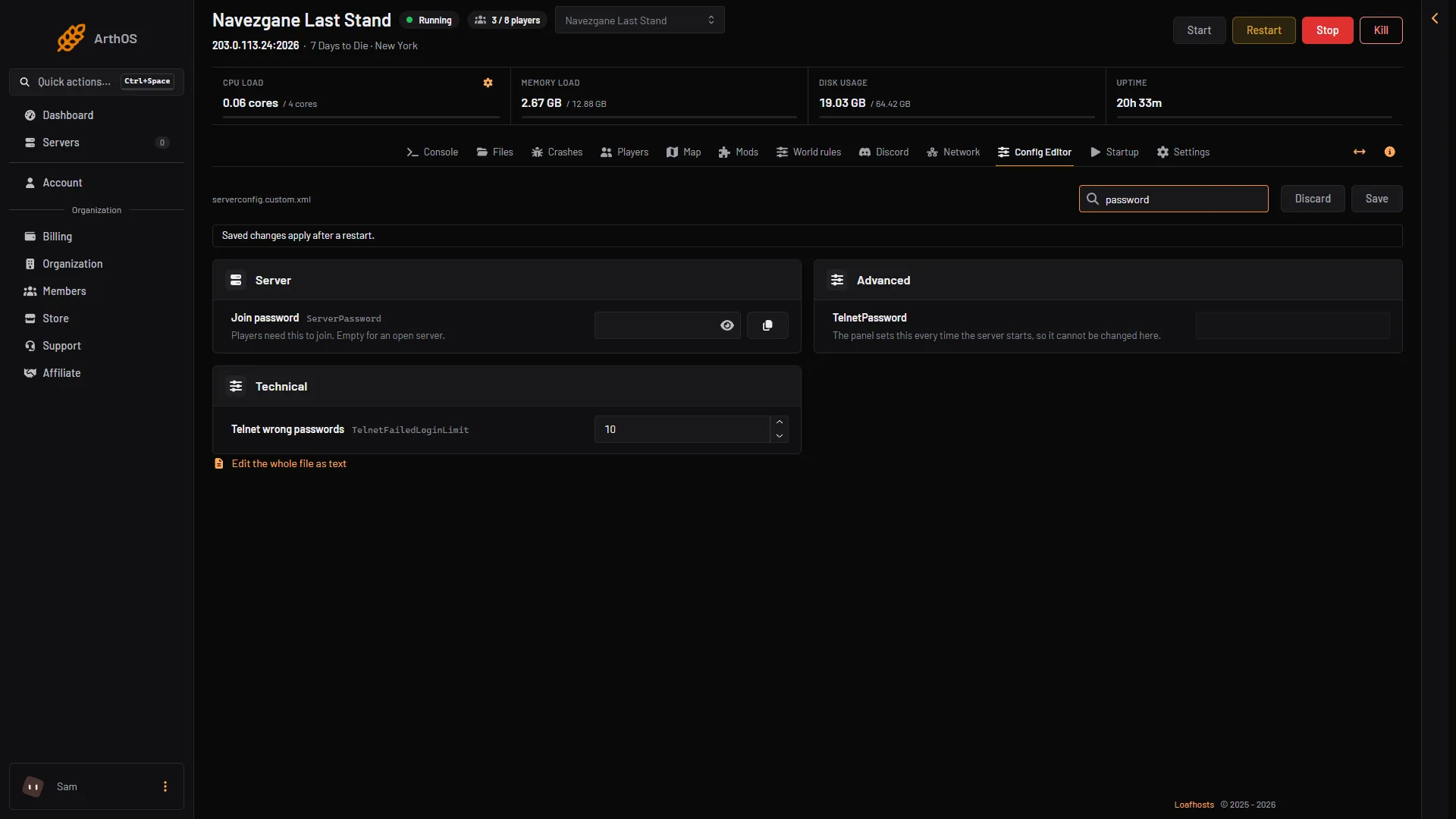 The Join password row in the Config Editor with its reveal and copy buttons
