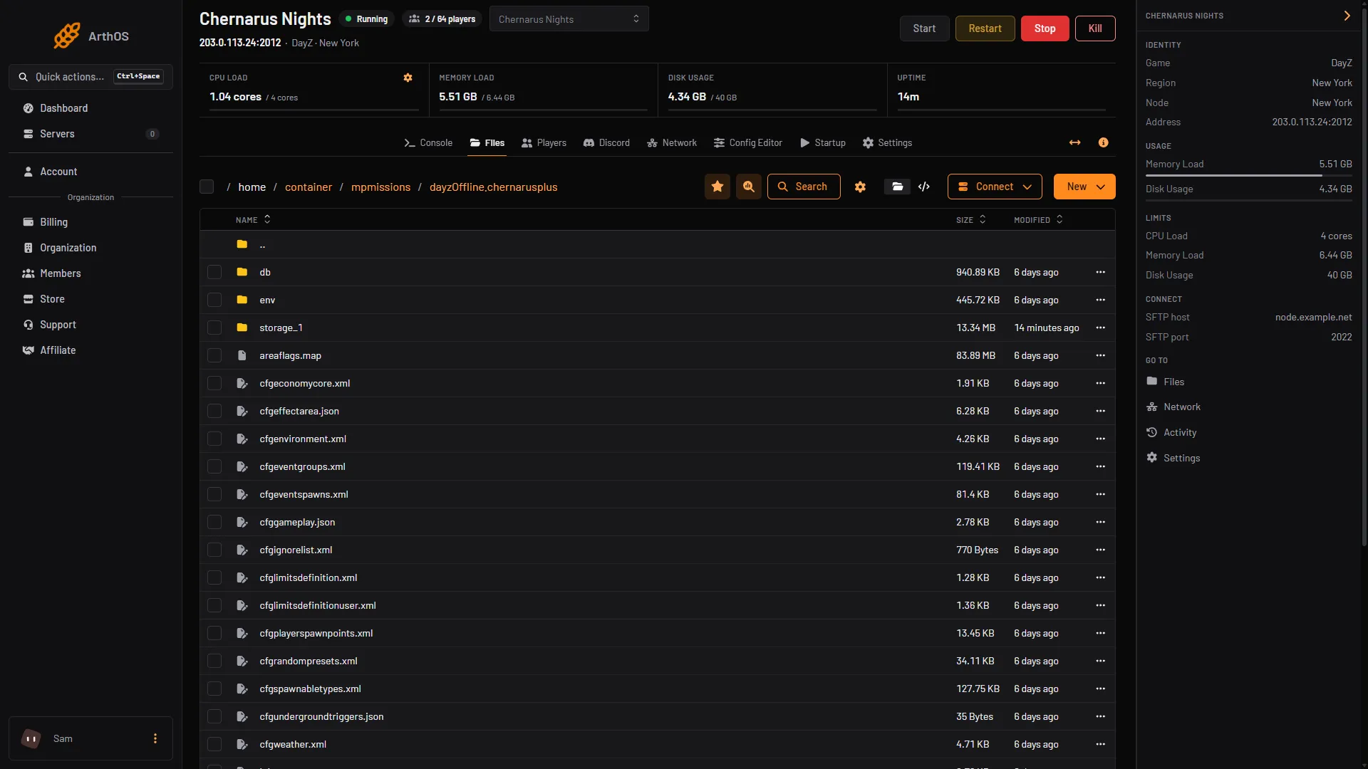The mission folder in Files, with cfgplayerspawnpoints.xml listed near the bottom