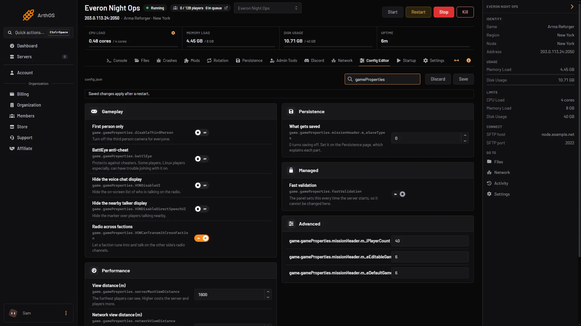 The Fast validation row in the Managed group of the Config Editor