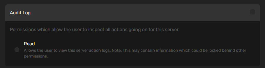 Audit Log permissions showing Read option