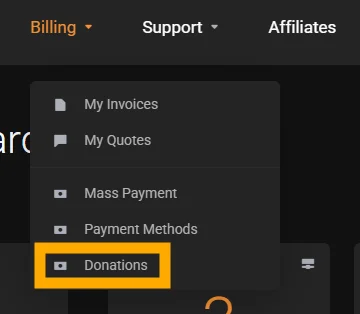 Donation payment page with message option