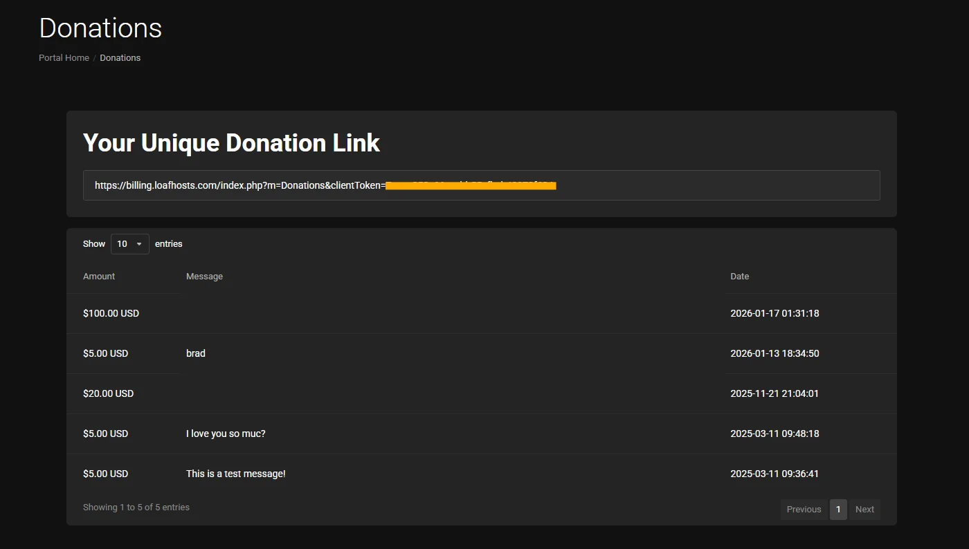 Account credit balance after receiving donation