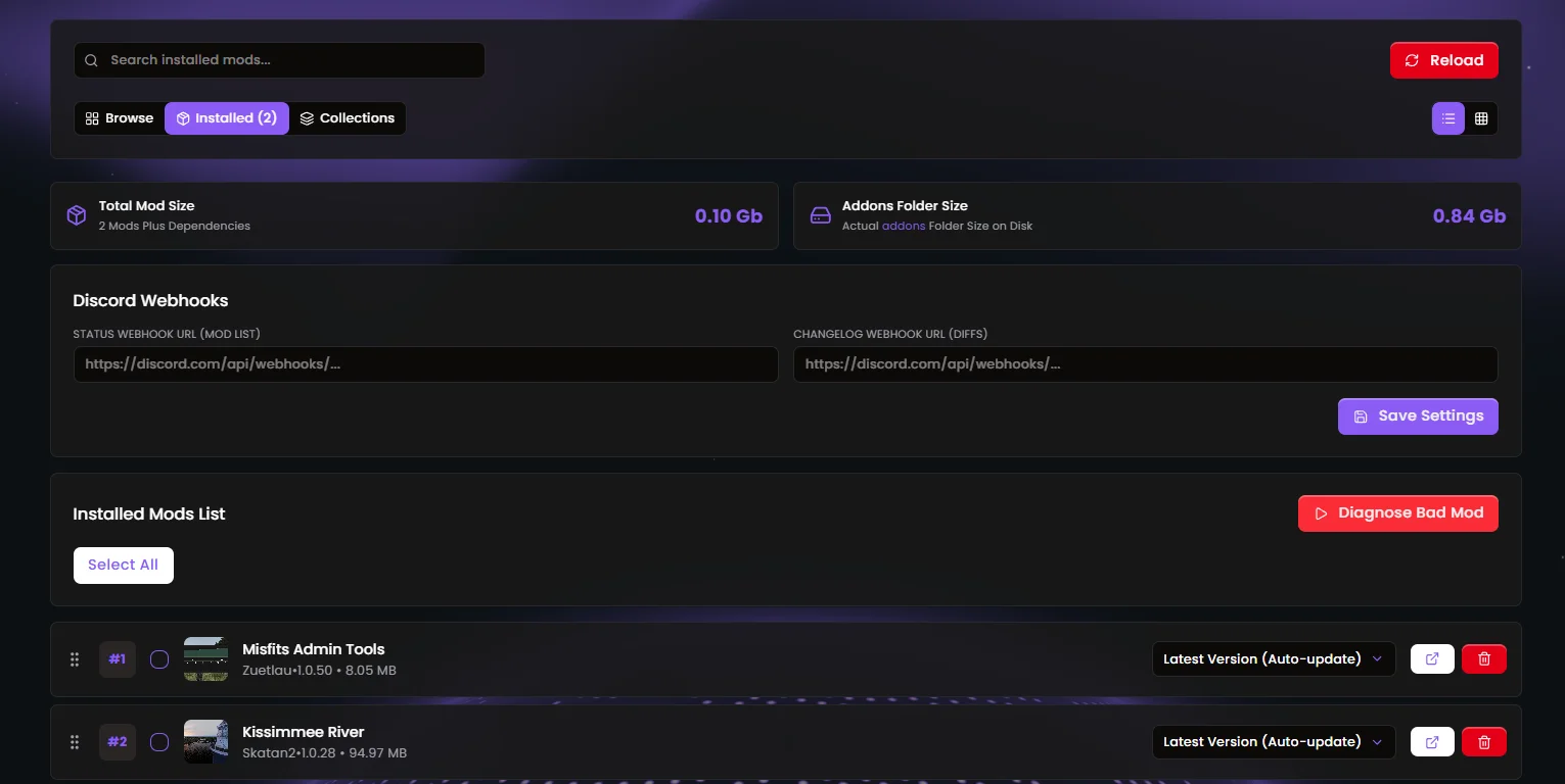 Mod Manager — Discord webhooks & version control