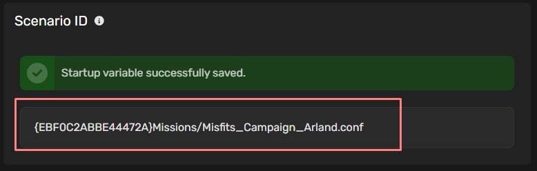 Updated Scenario ID with success message