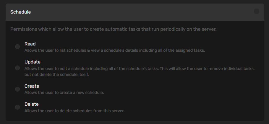 Schedule permissions
