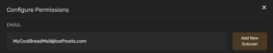 Email input field for adding new subuser