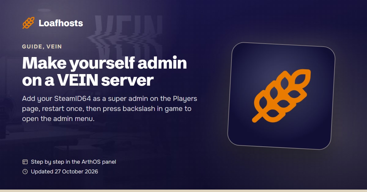 Make yourself admin on a VEIN server | Loafhosts